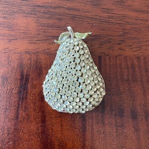 Pear shaped brooch, yellow crystals, no missing stone, gold tone vintage Y2K